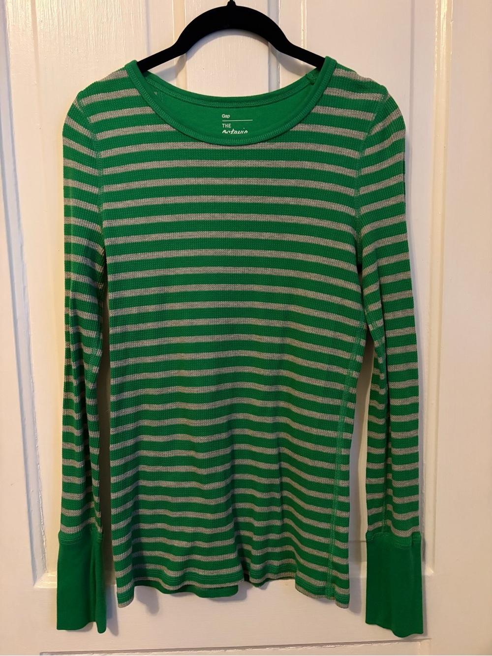 Green & Grey Striped Long Sleeve Henley/Long John Top